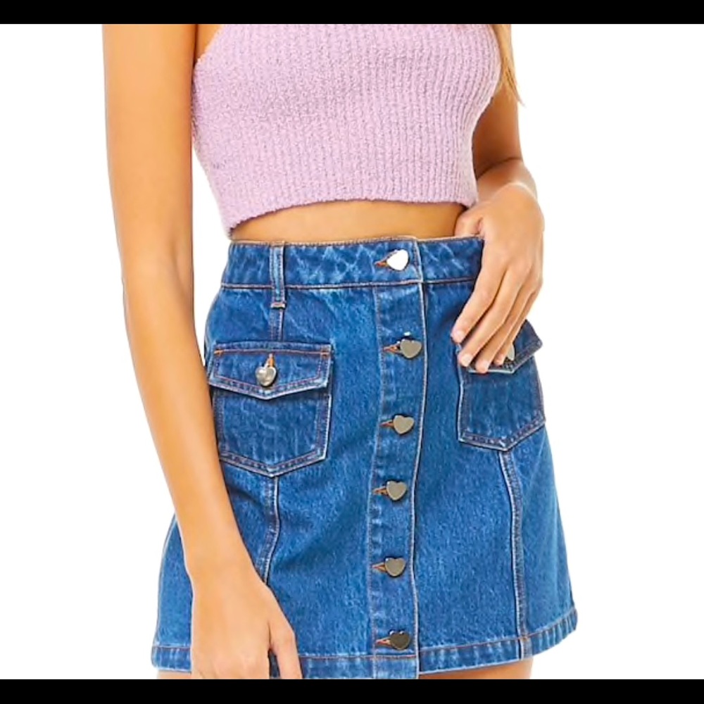 FOREVER 21 - Heart Button Up Denim Skirt (NWT)